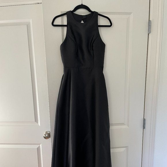 Alfred Sung Sleeveless Open-Back A-Line Bridesmaid Dress in Black - Picture 2 of 9